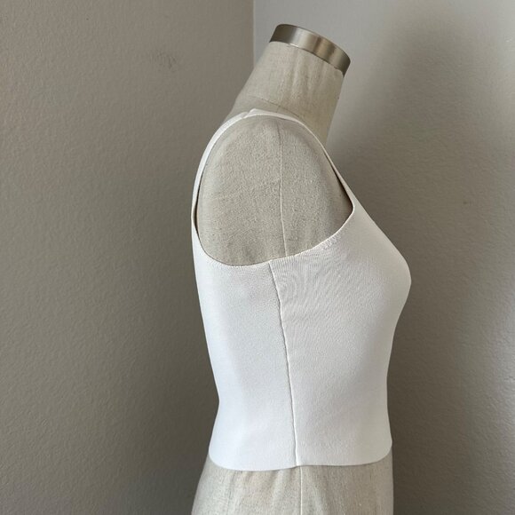 A.L.C. Victoria Knit Top Sleeveless Square Neckline Sleek Minimalist White XS - Picture 4 of 10